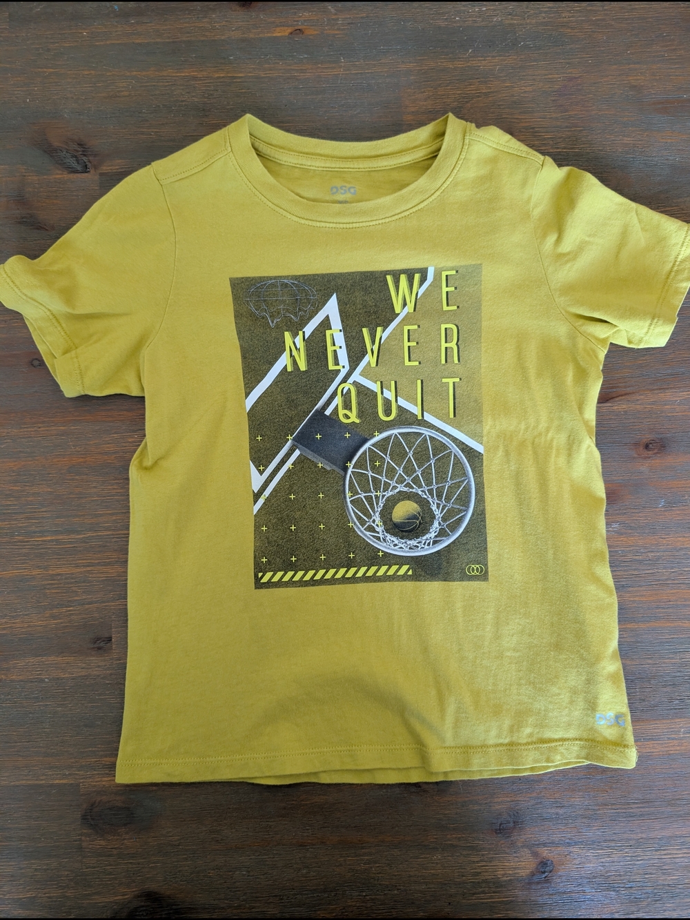 DSG Yellow 'We Never Quit' Short Sleeve Kids Tee